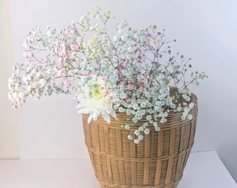 Vintage geweven rotan prullenbak – Boho rieten mand