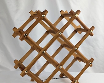 Vintage, ausziehbares Weinregal aus Holz – Faltbarer Flaschenhalter im Akkordeon-Stil, Weinaufbewahrung aus Holz für die Arbeitsplatte