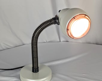 Vintage-Schreibtischlampe mit Schwanenhals – Cremefarbene Arbeitsleuchte im futuristischen Retro-Stil