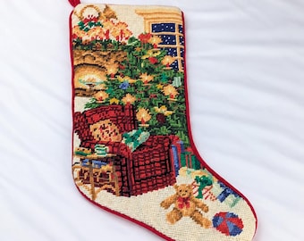 Vintage Weihnachtsstrumpf mit Stickerei
