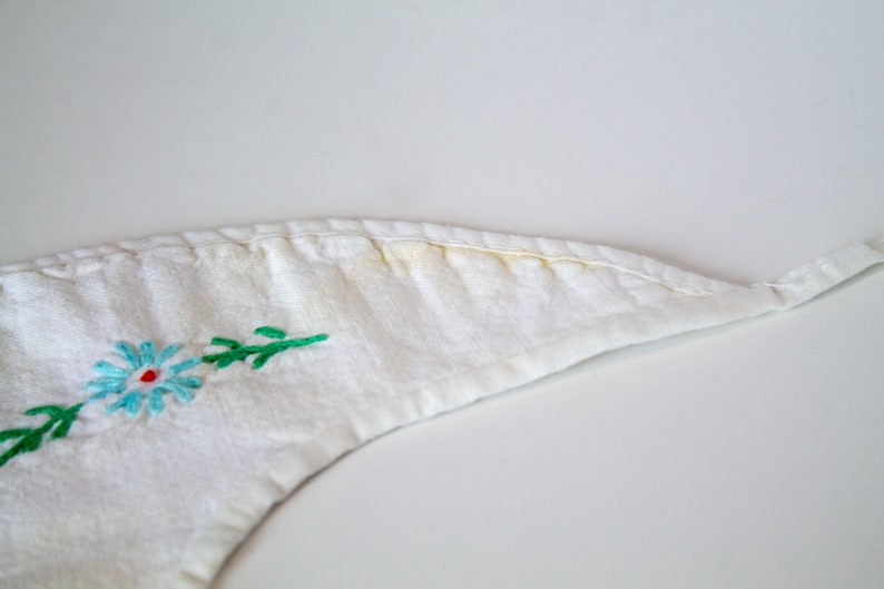 Mid Century Baby Bib Hand Stitched Birthday Party Hat Squirrel Bib 1st Birthday 1950s Vintage Hand Made Embroidered Chipmunk Baby Bid