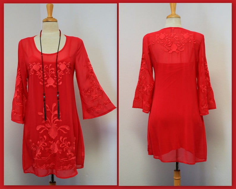 Hip Hop New Dashing and Chic high end Embroidered 2 PC Tunic and Matching Slip Boho