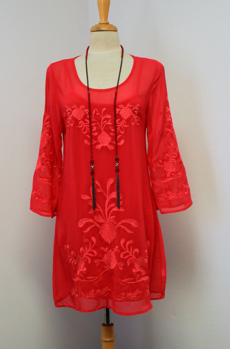 Hip Hop New Dashing and Chic high end Embroidered 2 PC Tunic and Matching Slip Boho