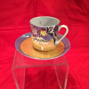 Luster Ware Cup and Saucer Made in Japan, Mt Fuji, Cherry Blossom, Tree