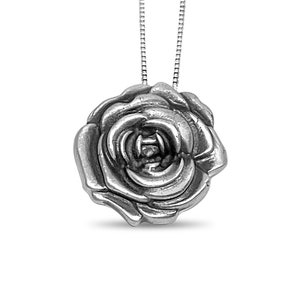 Rose Necklace, Silver Rose Necklace