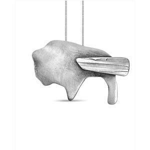 Buffalo Emblem Necklace, Buffalo Necklace, Silver Buffalo Necklace, Buffalo Jewelry, Buffalo Pendant, Silver Pendant
