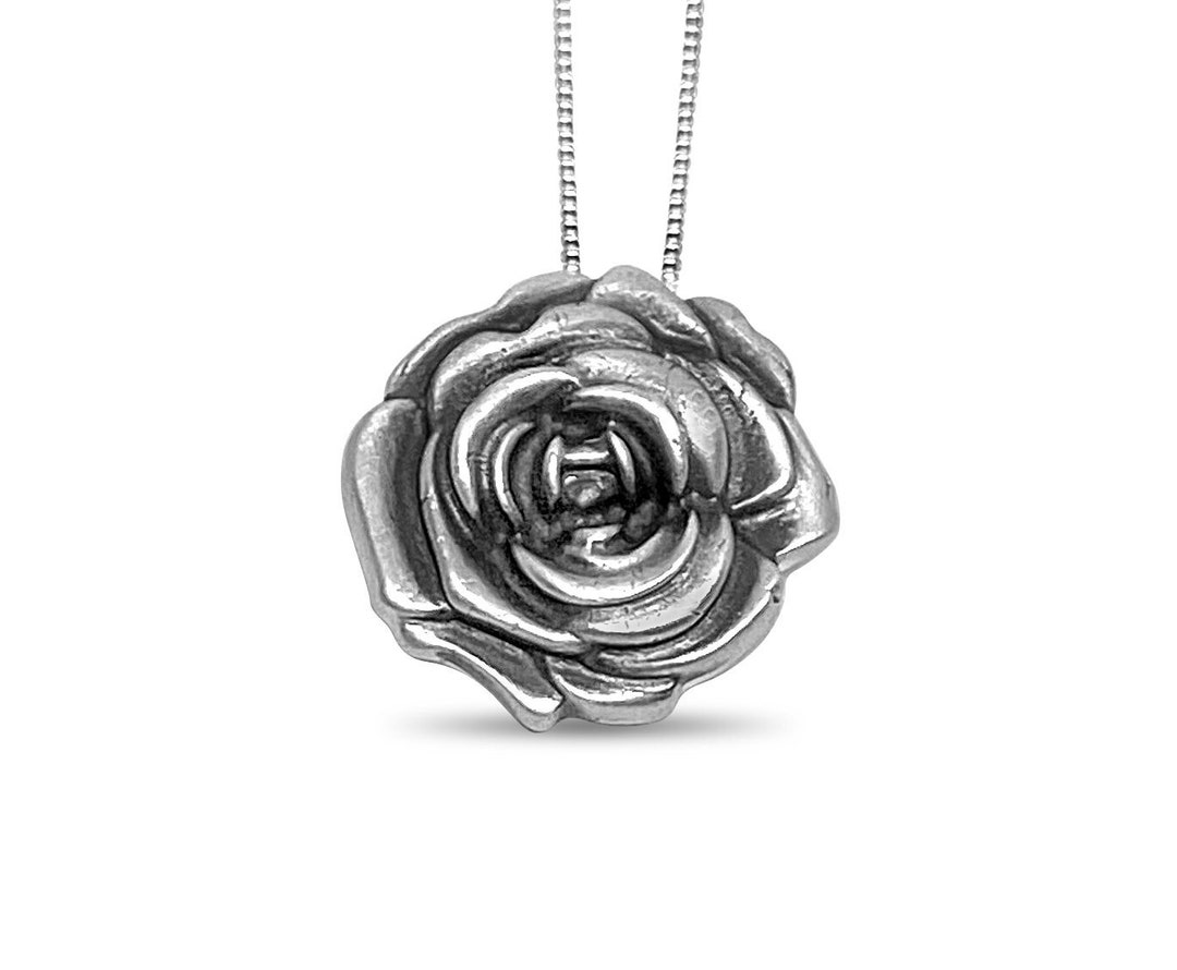 Rose Necklace, Silver Rose Necklace Etsy