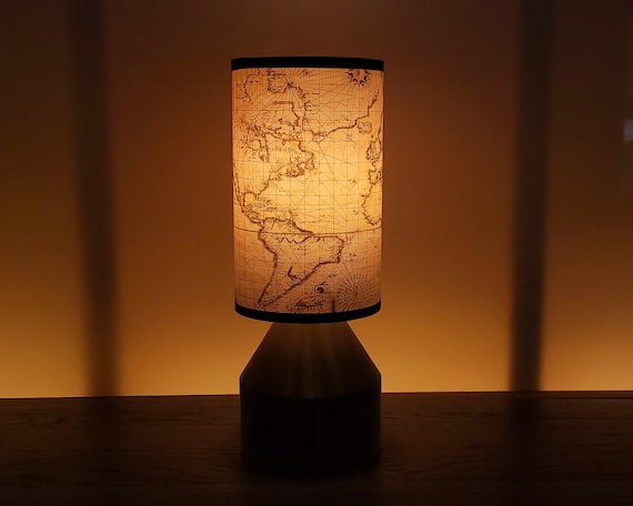 Handmade World Map Desk Lamp, Wireless or Corded Options