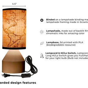 Handmade Rust Tone Desk Lamp, Wireless Rechargeable USB-C image 3