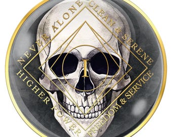 Chip de tiempo limpio / Medallón de recuperación / Moneda negra NA con calavera