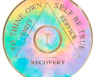 AA Chip | Recovery Medallion | Psychic-delic Change | AA Coin with A Colorful Tie-Dye Design | Available in Years 1-30
