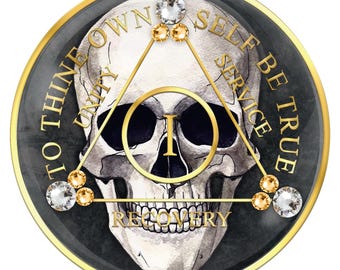 Skull AA Medallion with Diamond and Gold CZ Crystals