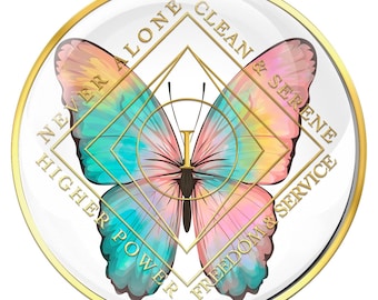 Clean Time Medallion White with Colorful Butterfly
