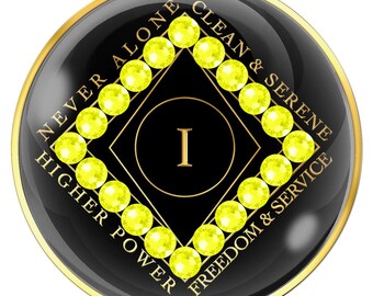Clean Time Chip Black with Neon Yellow Crystals