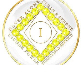 Clean Time Chip White with Neon Yellow Crystals