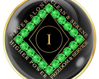 Clean Time Chip Black with Neon Green Crystals