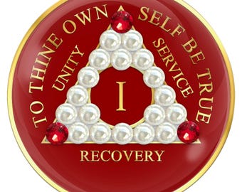 AA Chip Red with White Pearls and Red Crystals