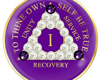 AA Chip Purple with White Pearls and Purple Crystals