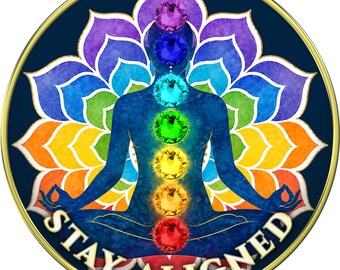 Chakra Crystallized Medallion, Stay Aligned Inspirational Chip