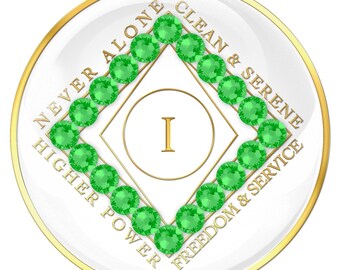 Clean Time Chip White with Neon Green Crystals