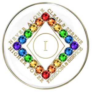 Clean Time White Recovery Medallion Crystalized Rainbow