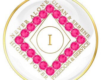 Clean Time Chip White with Neon Pink Crystals