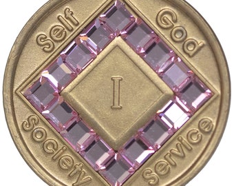 Clean Time Chip Narcotics Anonymous Bronze Crystalized Light Rose