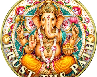 Ganesh Crystallized Medallion, Renewal, Reverence, Placer