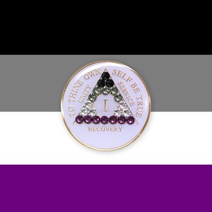 AA-Recovery-Medaillon - Asexual Flagge Bling kristallisiert auf Weiß