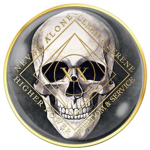Clean Time Chip | Recovery Medallion | Black NA Coin with Skull image 11