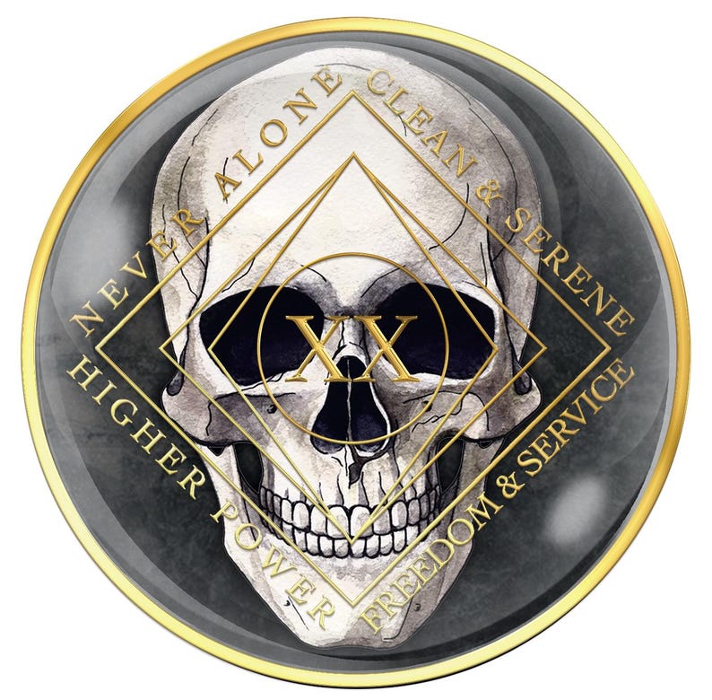 Clean Time Chip | Recovery Medallion | Black NA Coin with Skull image 11