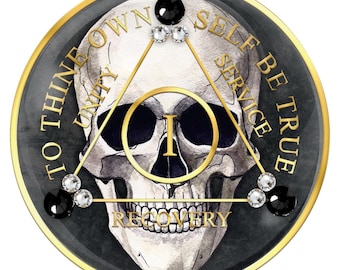 Skull AA Medallion with Black and Diamond CZ Crystals