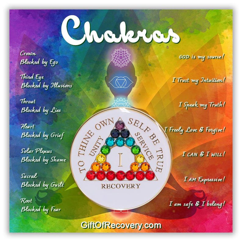 AA Recovery Medallion | Chakra Crystal Sobriety Chip, Years 1-40 - Etsy
