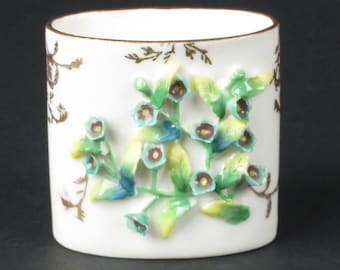 Hokutosha toothpick holder made in Occupied Japan vintage gold paint applied flowers
