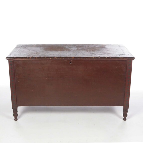Antique Blanket Chest Wood Trunk Painted Maple Stencil Etsy