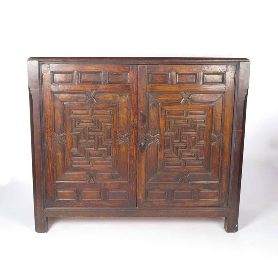 Vintage Cupboard Cabinet Antique Linen Press Jacobean Revival Etsy