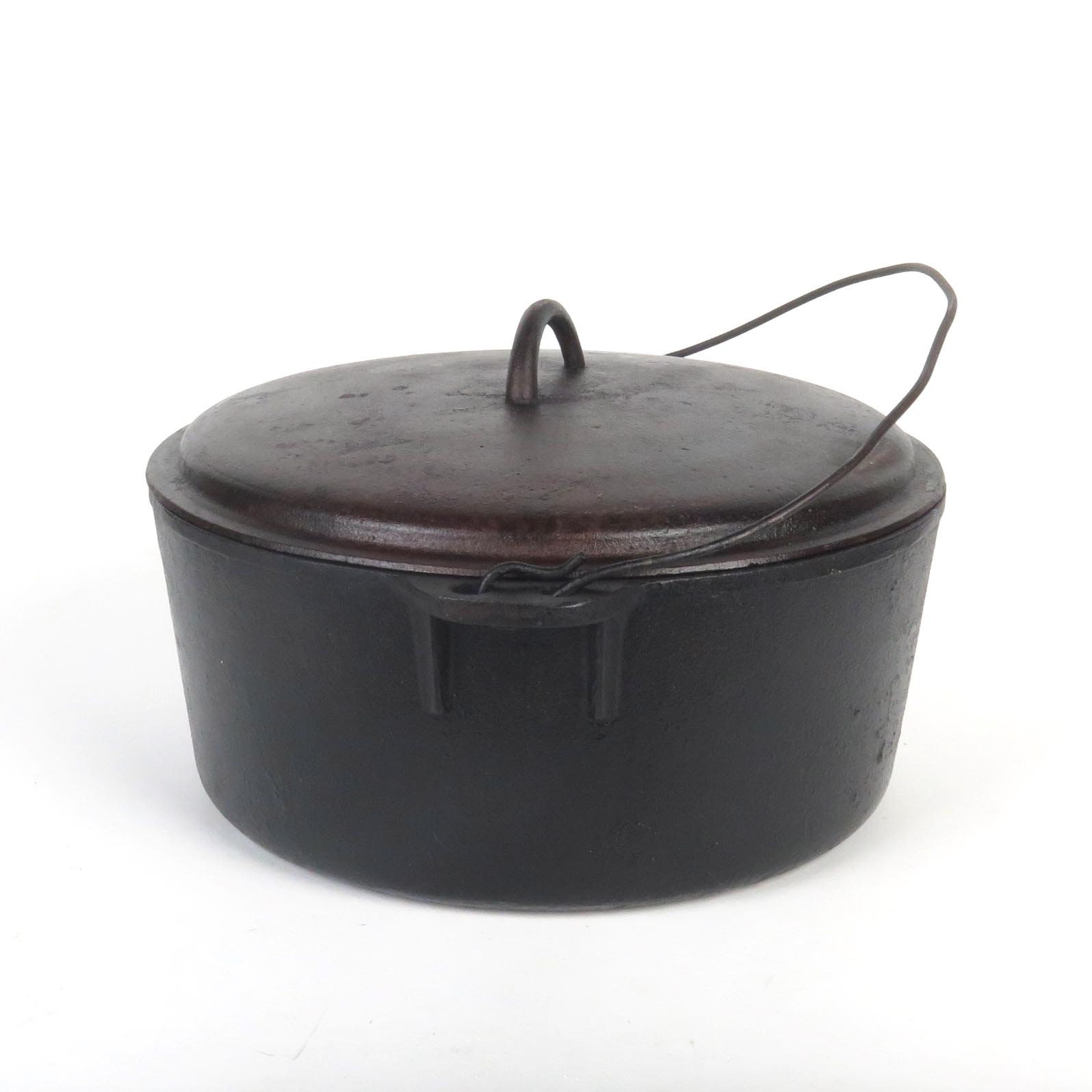 Vintage Cast Iron Dutch Oven Pot With Lid Unmarked 