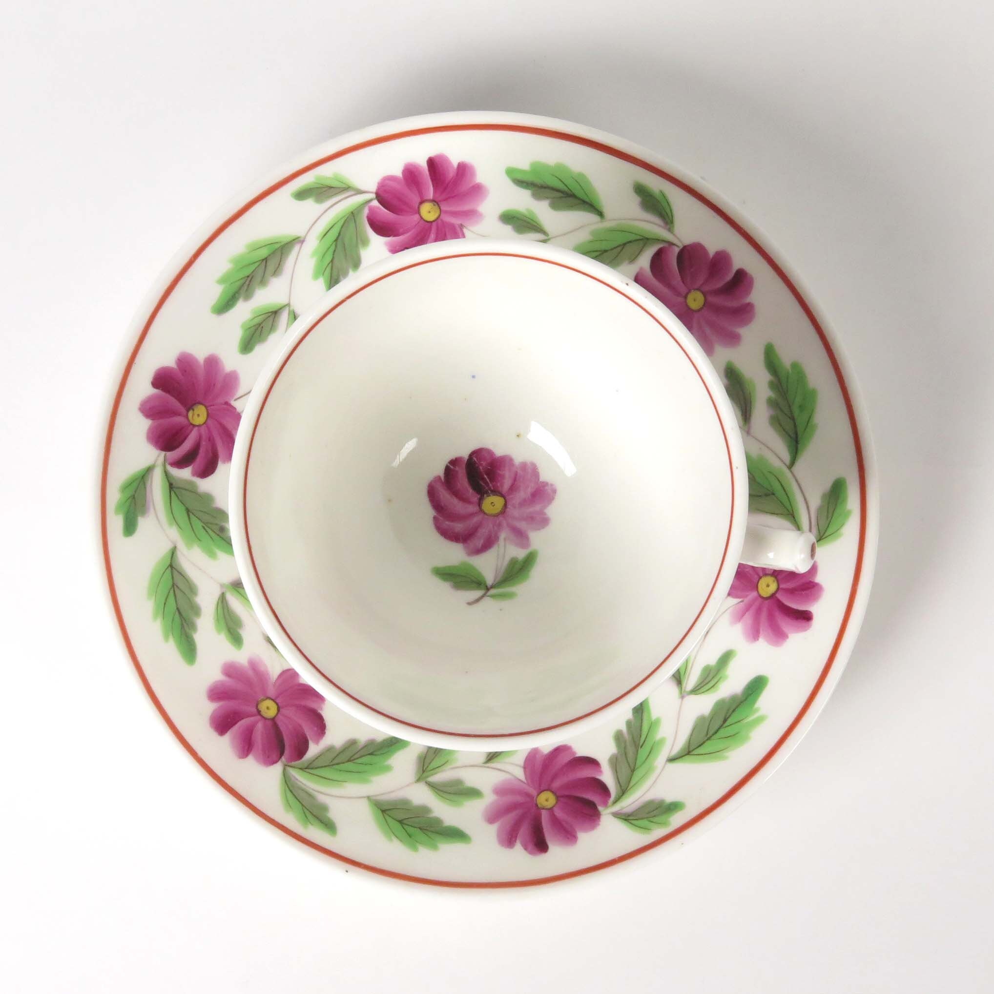 Antique Tea Cup Saucer Plate British Porcelain Staffordshire Etsy