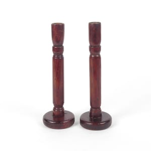 Lot of 2 Vintage Wooden Candlesticks Candle Holders Not a Matching Pair