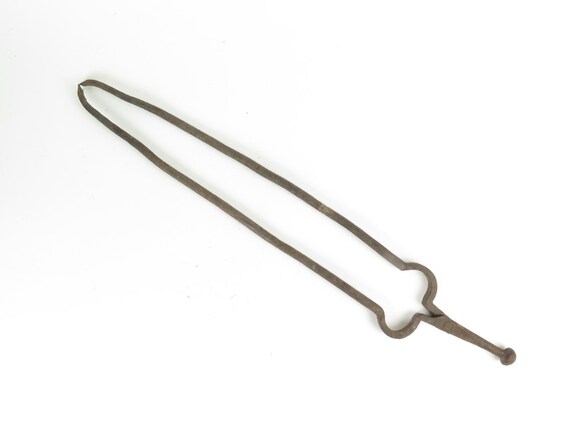 Antique Fireplace Tongs Blacksmith Hand Forged Wrought Iron Etsy
