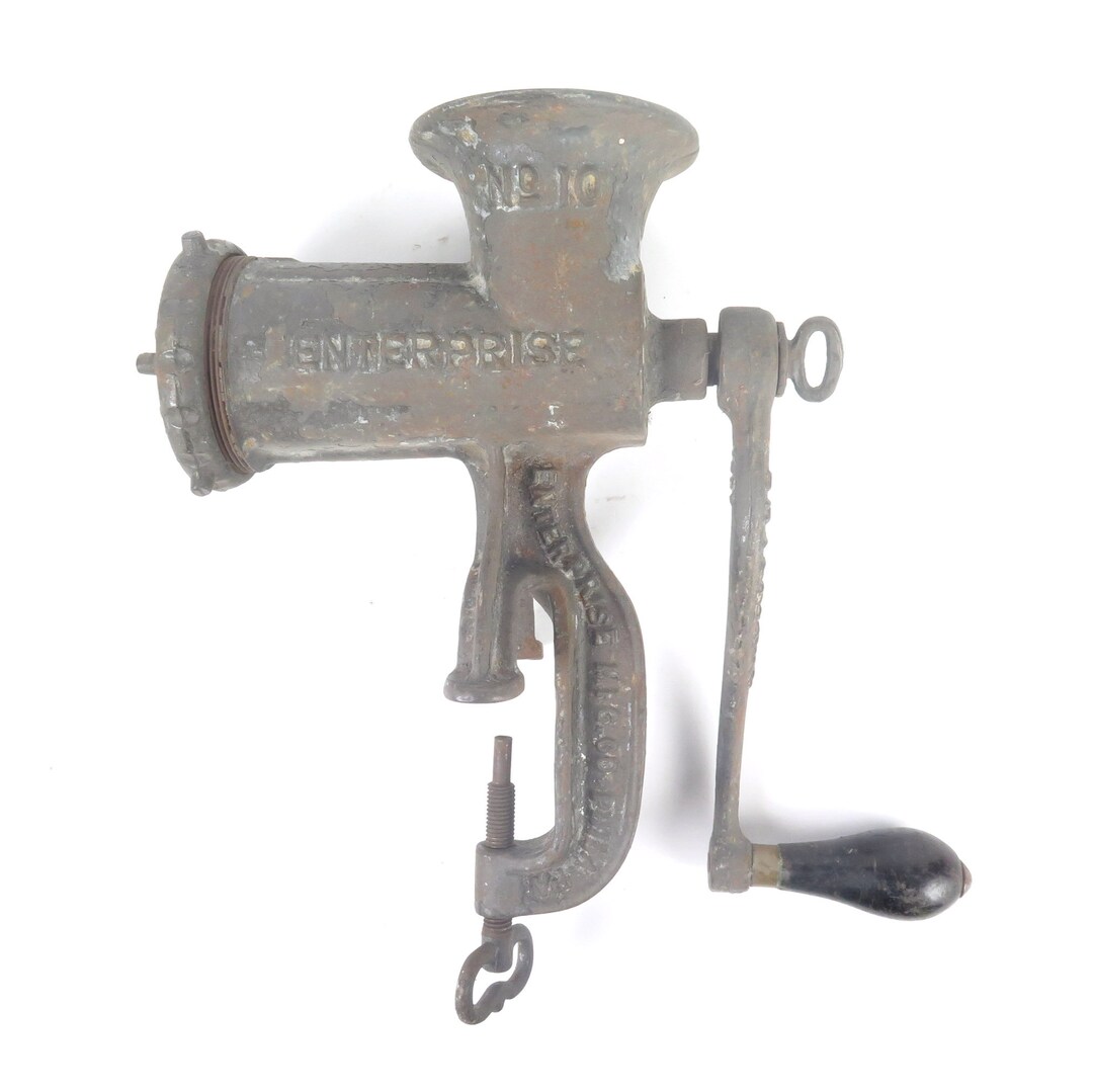 Enterprise Meat Grinder Cast Iron Chopper No 10 Tinned Counter Mount Etsy