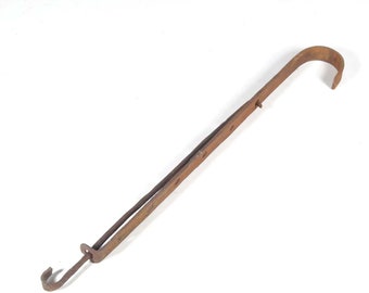 Chimenea antigua trasmallo olla de hierro forjado gancho hogar forjado a mano ajustable