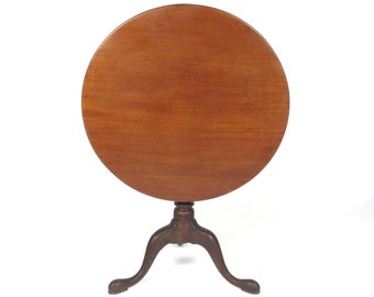 Antique Tilt Top Tea Table Round Folding Mahogany Wooden 19th c