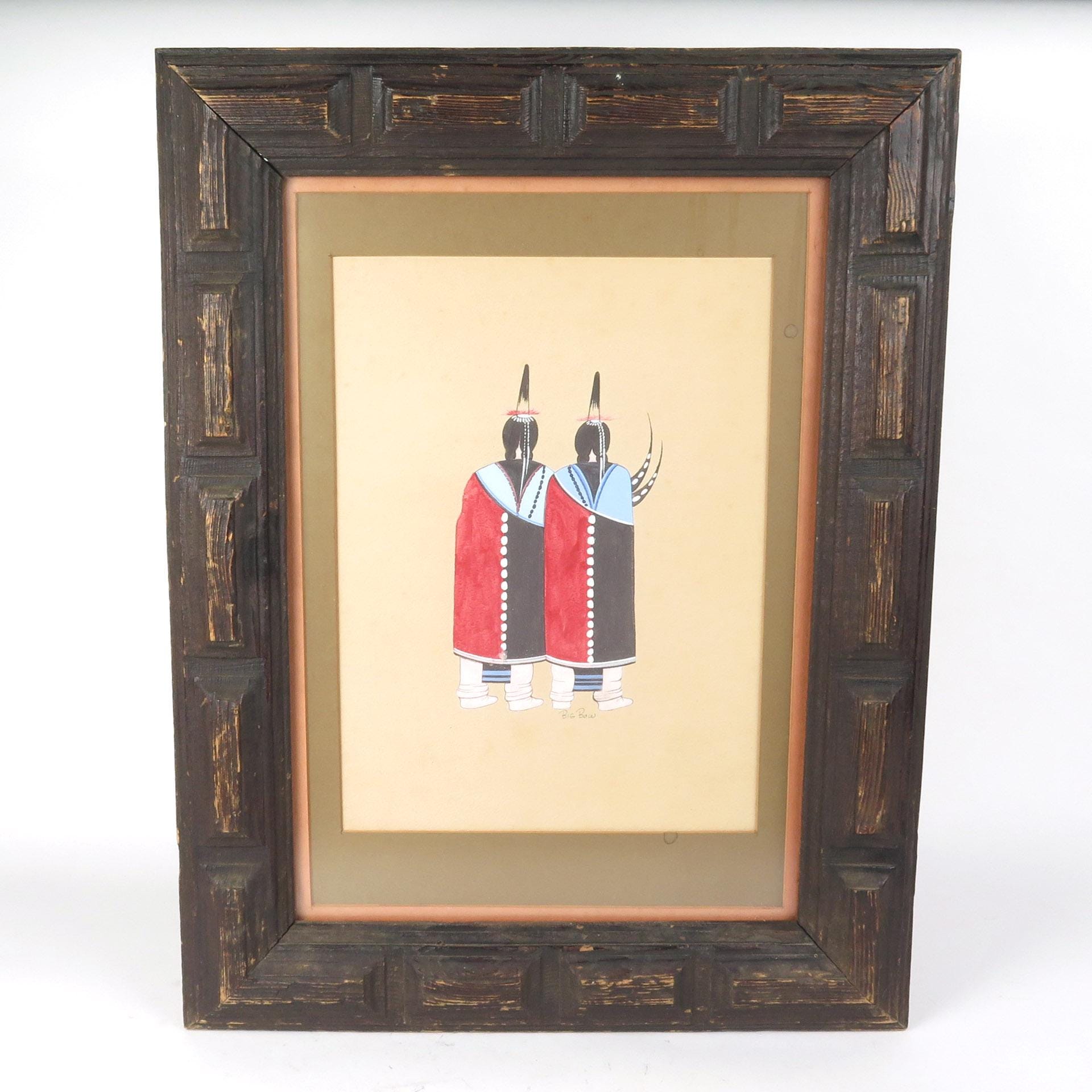 Woodrow Wilson Woody Big Bow Painting Kiowa Native American Gouache Vintage