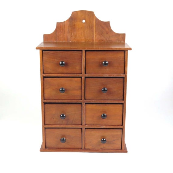 Vintage Wooden Spice Cabinet Hanging Wall Box Drawers Cubby Speirs Wood Products