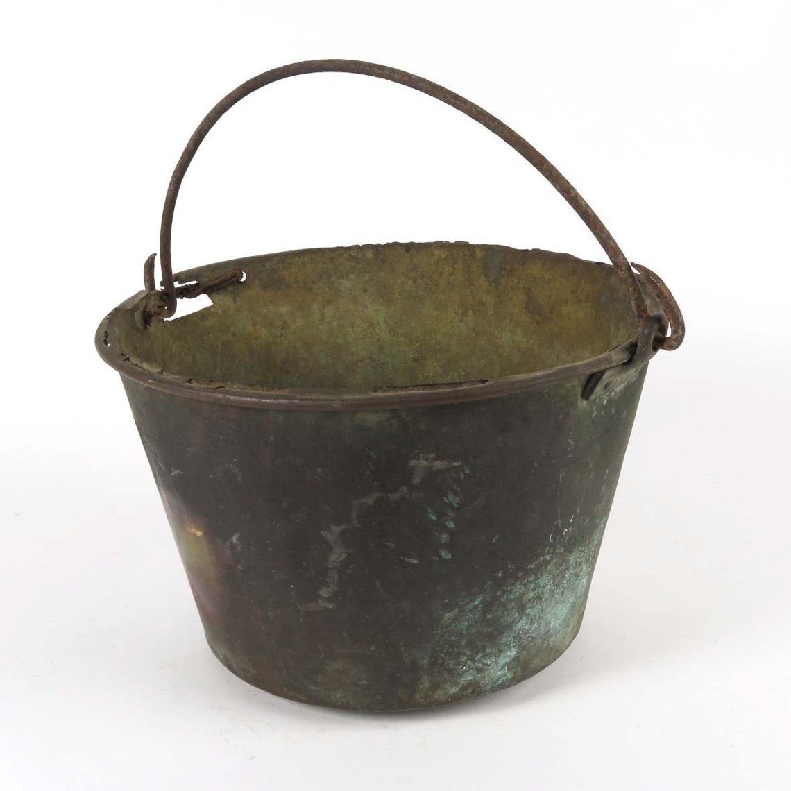 Antique Brass Bucket Jelly Kettle Fireplace Pail Hand Etsy