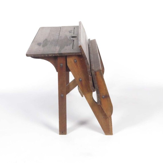 Antique Wooden School Desk Folding Seat Pine Vintage Etsy
