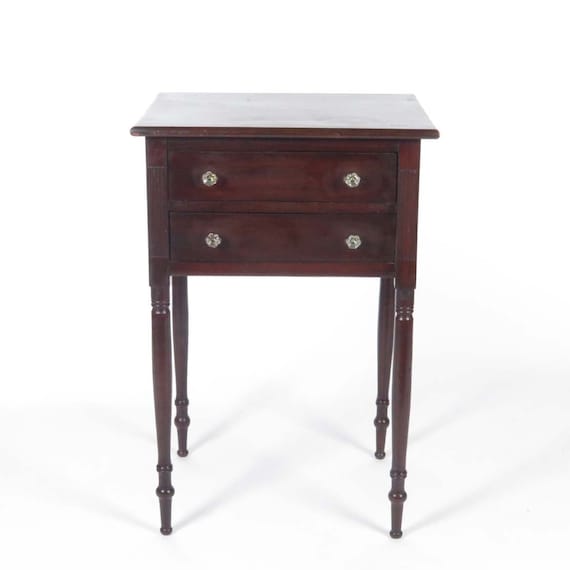 Vintage Mahogany Side Table 2 Drawer Wood End Stand Etsy