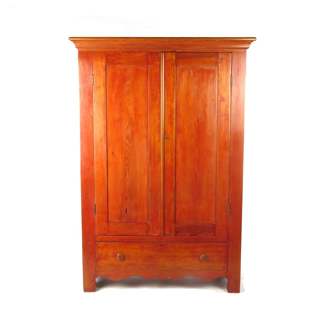 Antique Pine Wardrobe Linen Closet Cupboard Primitive Etsy