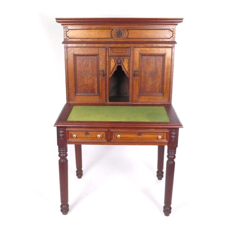 Antique Secretary Desk Writing Tiger Bird Eye Maple Wells Fargo Style Orleans Ma
